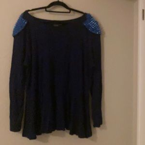 ASOS Curve Blue long sleeve top with studded detail - Buy 1 get 1 free!